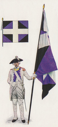 Costume porté par les soldats du Régiment du Gâtinais, devenu Royal-Auvergne en 1782