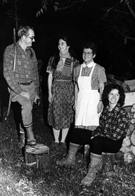 Affiche du spectacle «La vie dans les chantiers» mettant en vedette la famille Beaudoin: Roger, Nicole, Colette et Raymonde